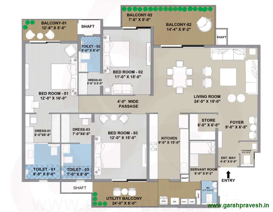 3+1 BHK | 2650S qft |2.27cr