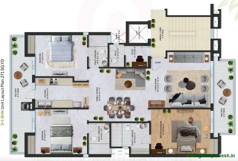3+1 BHK 