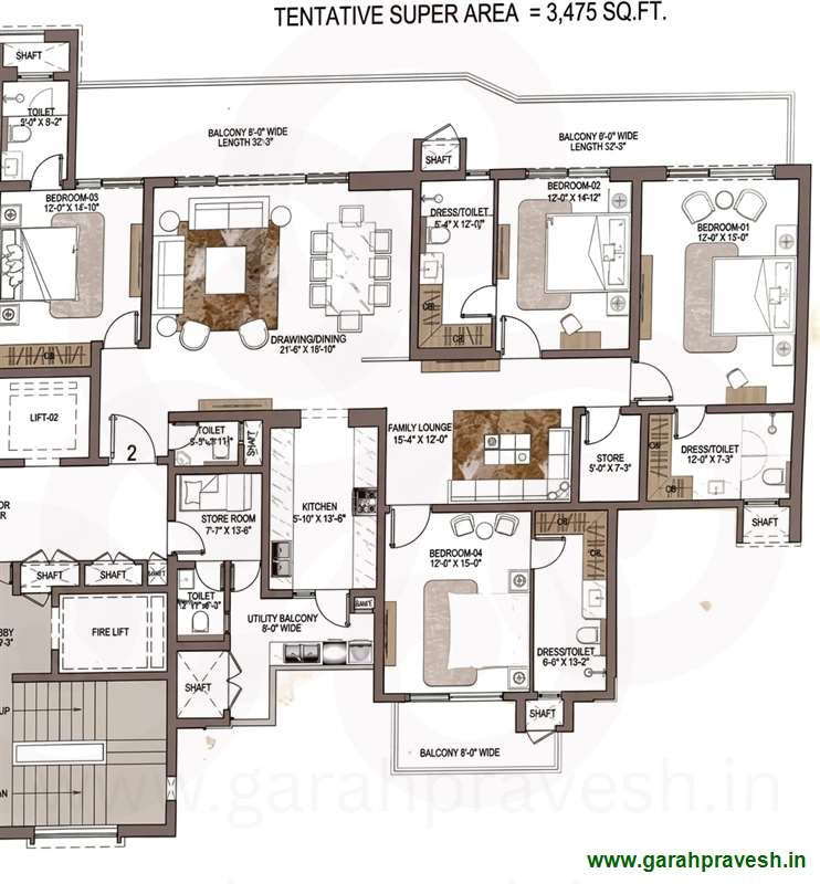 4+1 BHK |3475 Sq. Ft |3.30 Cr